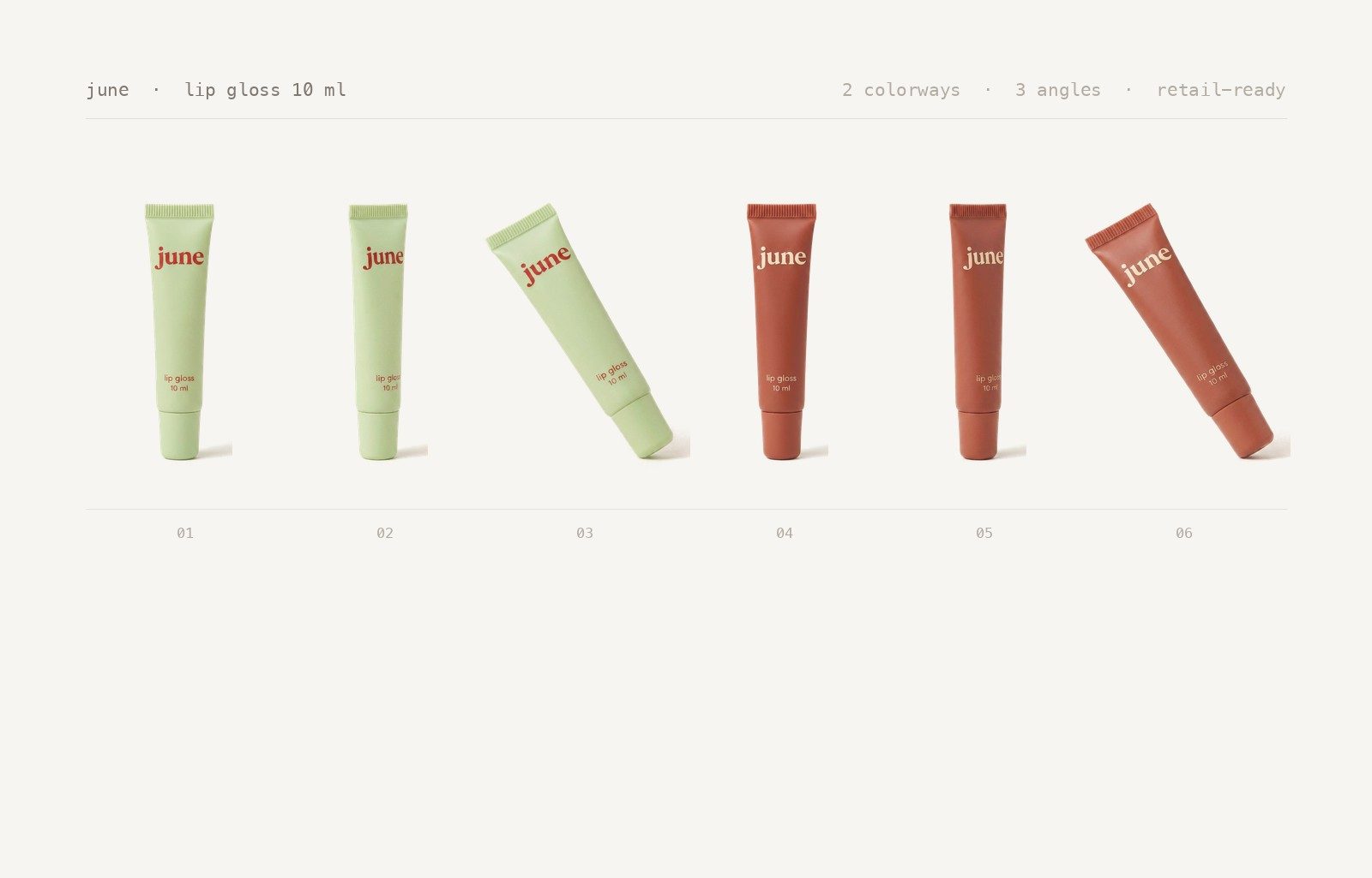 E-Commerce Sets — june product set, every angle and colorway